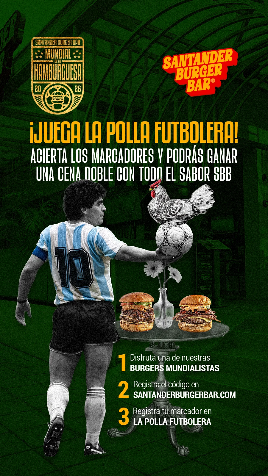 Juega la polla futbolera Santander Burger Bar