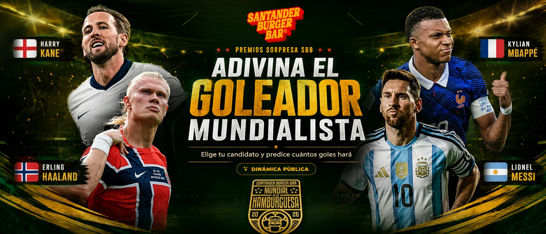 Adivina el goleador mundialista Santander Burger Bar